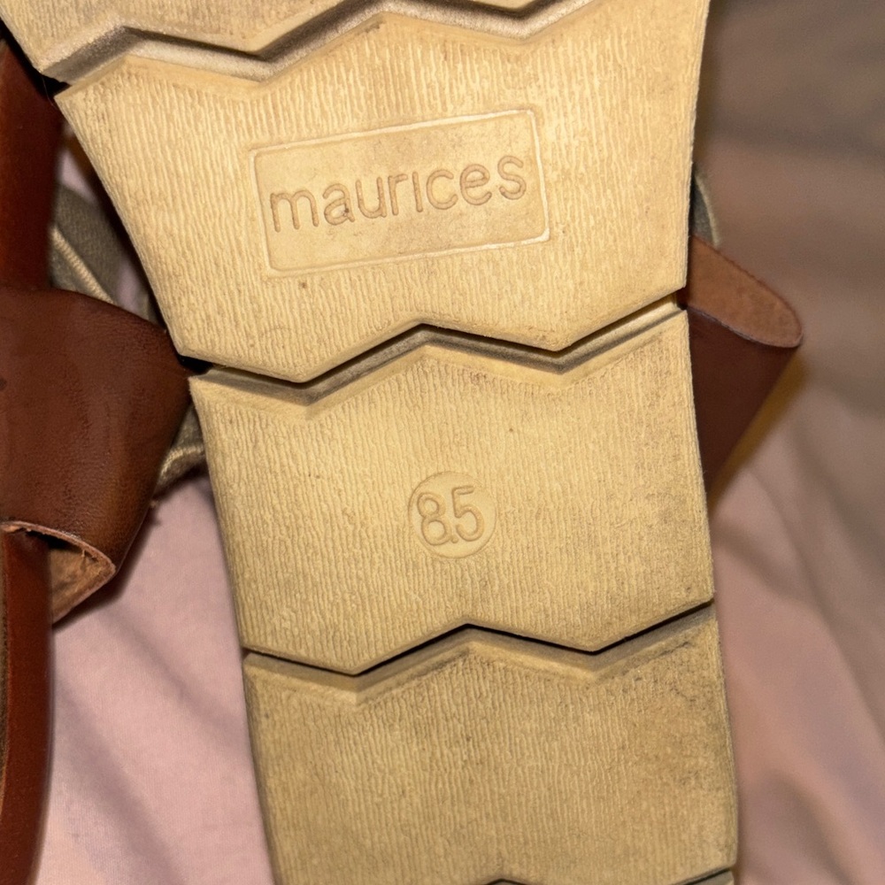 Maurices Tan and Cream Women's Sandals Size 8.5 Women’s Wedge Shoes - Picture 13 of 14